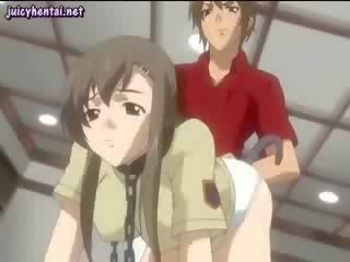 Anime mieze genießt ein anal dildo
