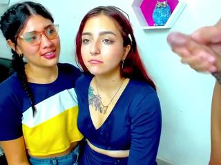 Latinas Fondle Each Other's Tits and get Throatfucked: Webcam Blowjob adult film