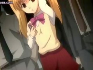 Blondīne anime meitene rīcība handjob